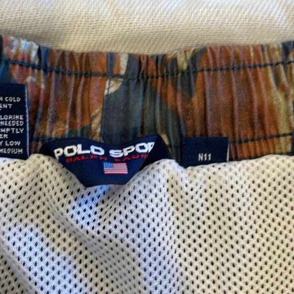 714 VINTAGE Ralph Lauren Polo classic Sport Blue Nylon Drawstring Shorts Size M - Picture 6 of 13